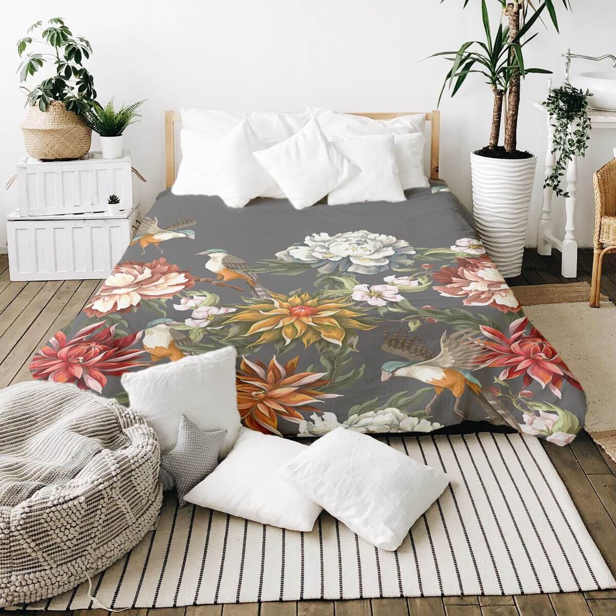 Couverture lestée de la collection Floral birds