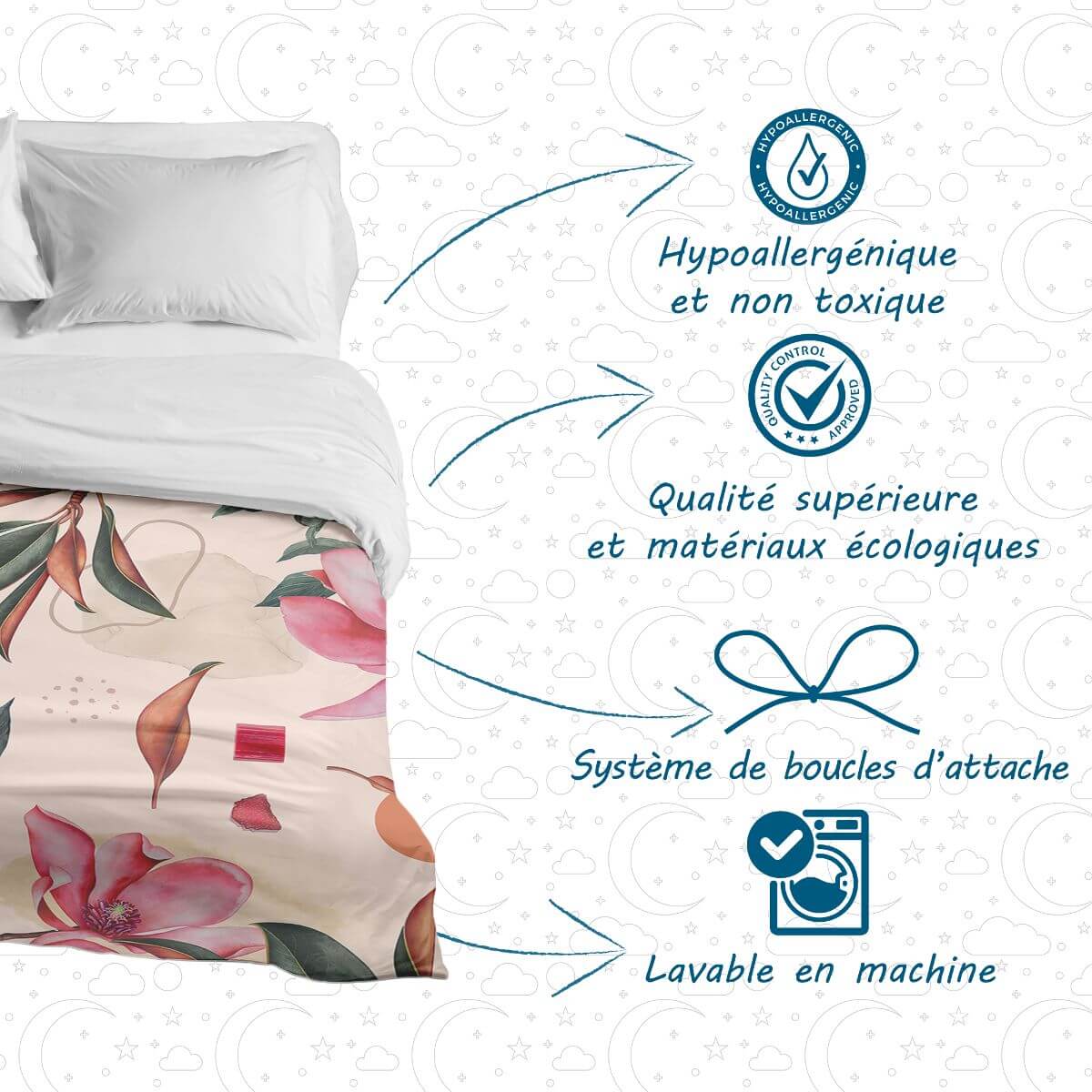 Couverture lestée de la collection Floral magnolia