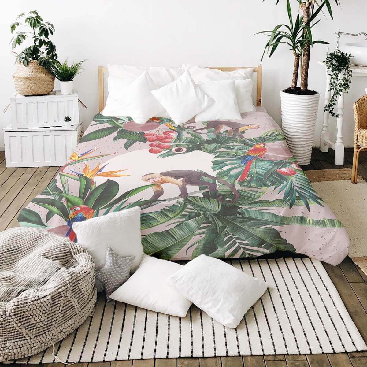 Couverture lestée de la collection Floral monkeys