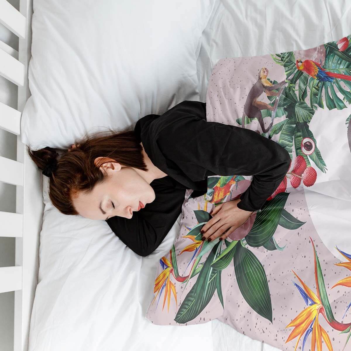 Couverture lestée de la collection Floral monkeys