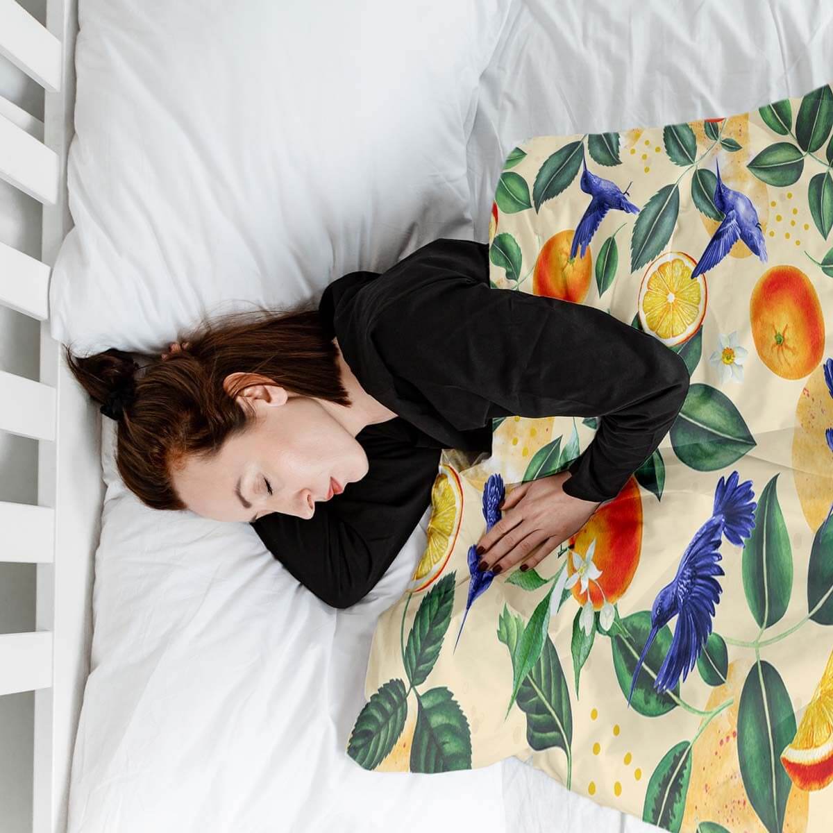 Couverture lestée de la collection Floral orange