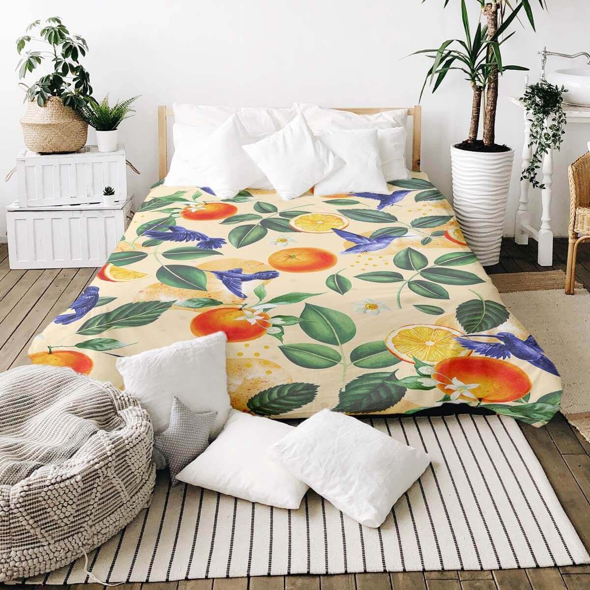 Couverture lestée de la collection Floral orange