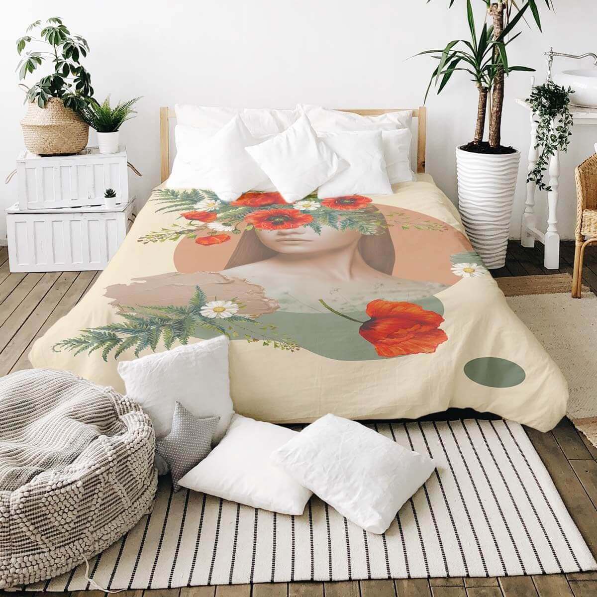 Couverture lestée de la collection Floral poppies